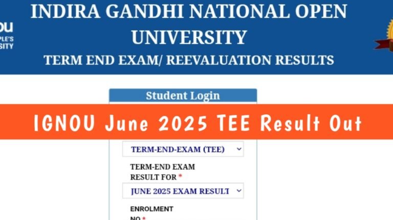 The updated result for IGNOU June 2025 TEE has been released